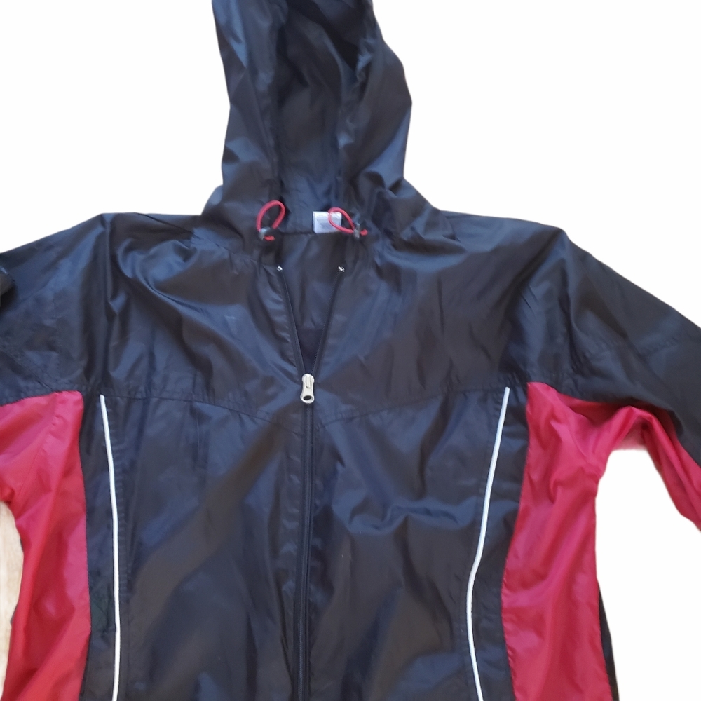 Cheetah Women's Light Weight Jacket / Wind Breaker Front Zip Black/Red Size: M - Picture 3 of 6